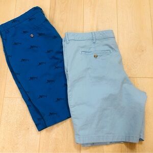 Men's Light Blue and Royal Blue Cotton Shorts
